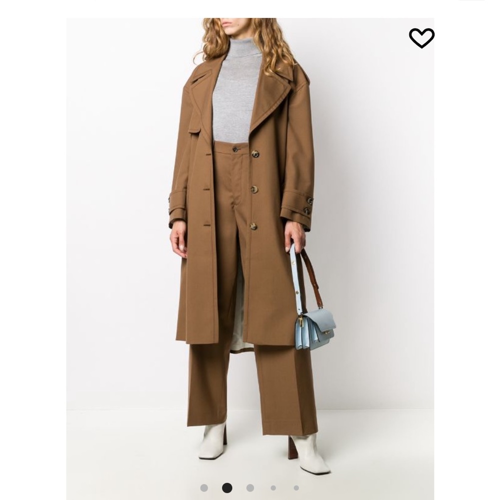 New Marni beige brown wool belted trench coat